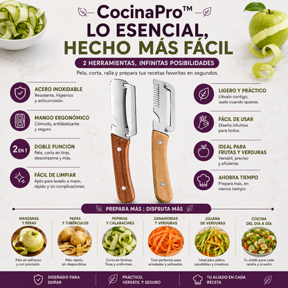 CocinaPro™ 2x1 | Pela y Ralla con Facilidad